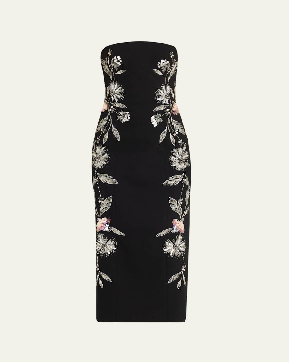Floral Mixed Media Niles Strapless Dress